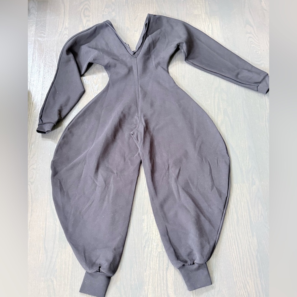 Off-Shoulder Black Jogger Jumpsuit - Picture 9 of 9